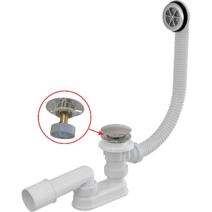 Сифон ALCAPLAST A505CKM для ванны CLICK/CLACK, металл, 570 мм